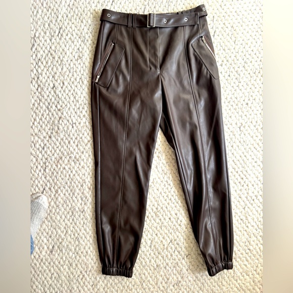 3.1 Phillip Lim Belted Vegan Leather Joggers Brown size 6. Brand new. - Picture 1 of 3